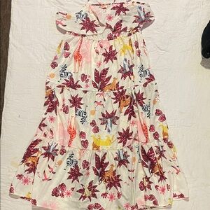 Floral Tiered Dress with Animal Print
